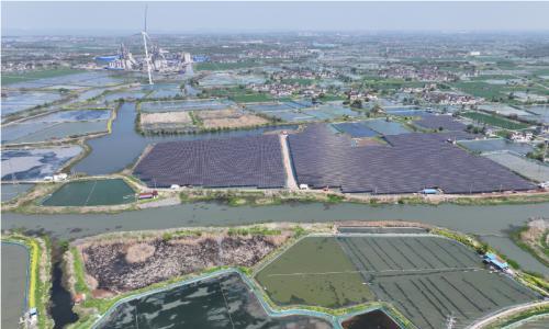 中国能建江苏院设计的大唐宜兴杨巷80兆瓦渔光互补复合型光伏发电项目并网
