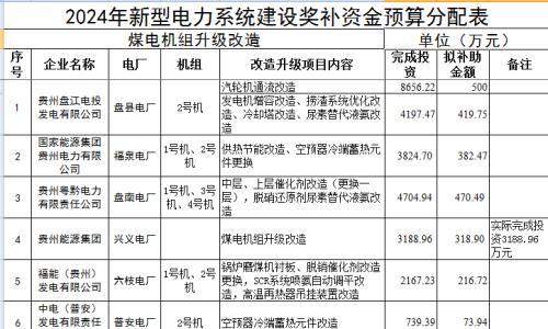 贵州2024年新型电力系统建设奖补资金申请项目公示