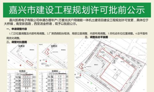 嘉兴凯希电子有限公司年产1万套光伏户用储能一体机土建项目(变更)--批前公示