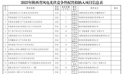 10.09GW!陕西发布2025年风电光伏发电保障性并网项目竞配结果