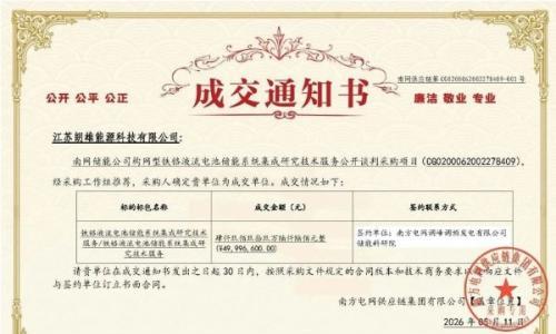 权威认可!朗雄能源成功中标南方电网储能构网型铁铬液流电池储能系统集成研究技术服务项目