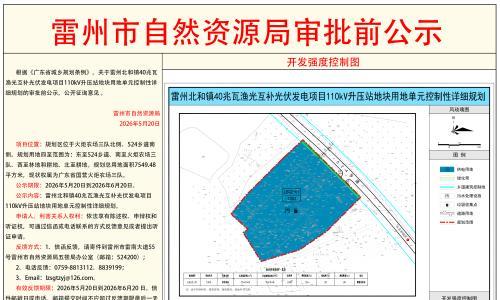 广东雷州北和镇40兆瓦渔光互补光伏发电项目110KV升压站地块用地单元控制性详细规划